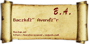 Baczkó Avenár névjegykártya